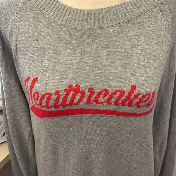 Rebecca Minkoff cotton long sleeve gray “heartbreaker” sweater Size XS EUC - Picture 4 of 10